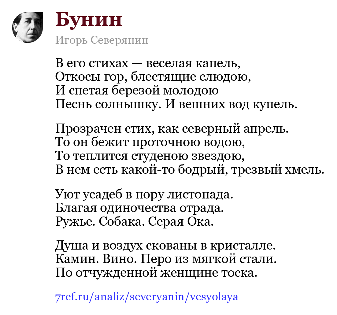 Игорь Северянин — В его стихах — веселая капель (Бунин)